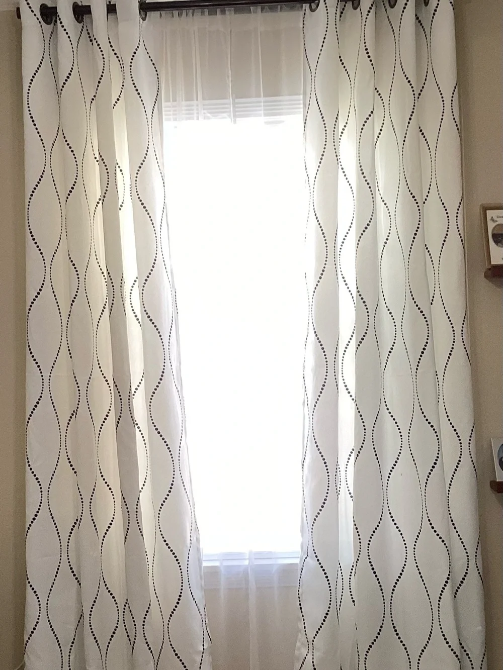 Wave-Dot Pattern Window Curtains in White - Modern Neutral Drapes